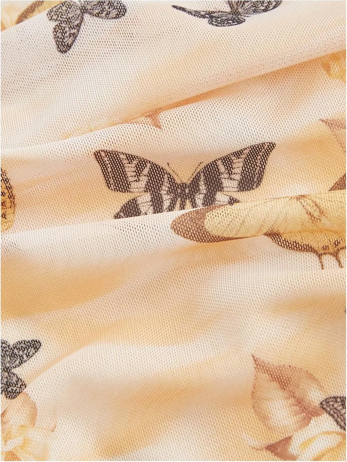 Verdusa Women's Butterfly Print Ruched Bodycon Dress Ruched Backless Cami Long Dress