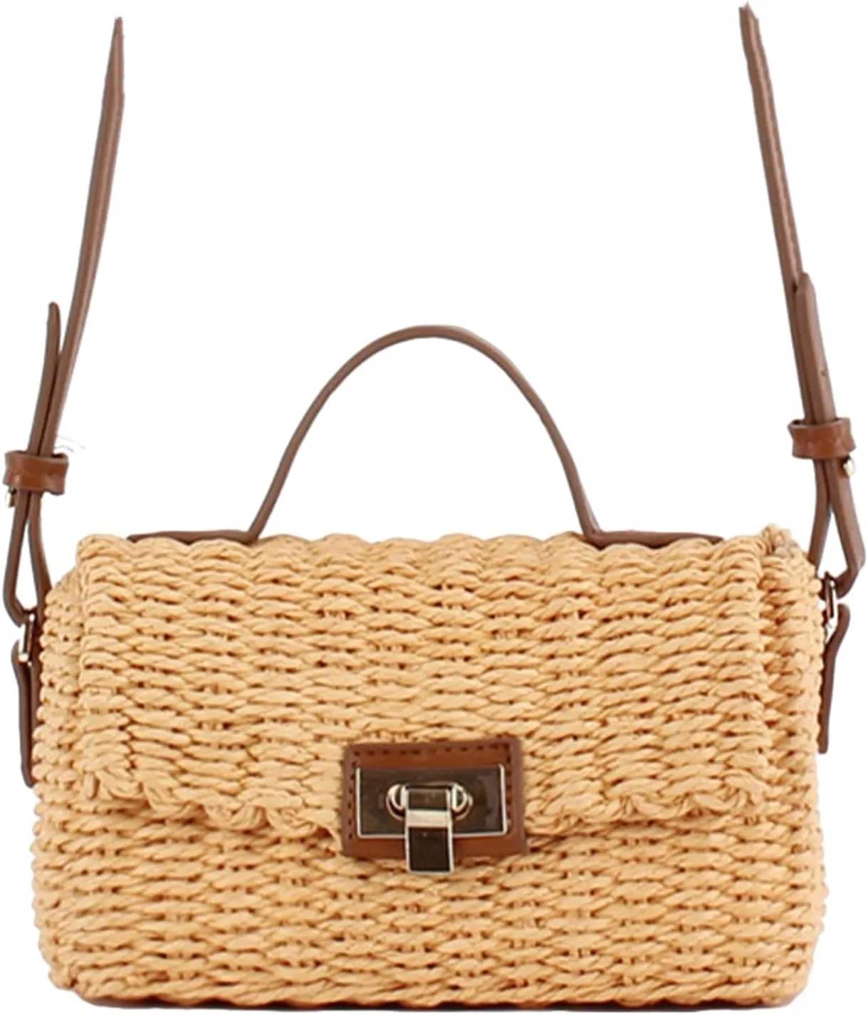Vintage Hand Woven Crossbody Bag Women Summer Mini Straw Bag Vacation Small Square Handbag Top Handle