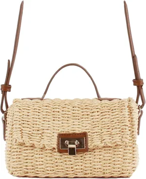 Vintage Hand Woven Crossbody Bag Women Summer Mini Straw Bag Vacation Small Square Handbag Top Handle