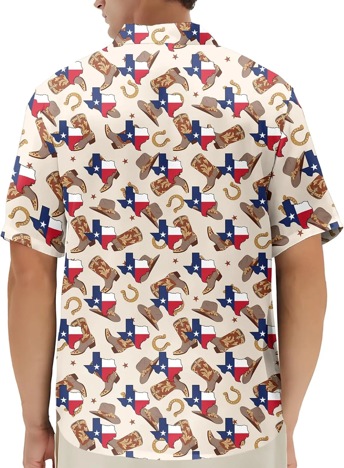 Western Hawaiian Shirt for Men Short Sleeve Cowboy Texas Funny Button Down Shirts