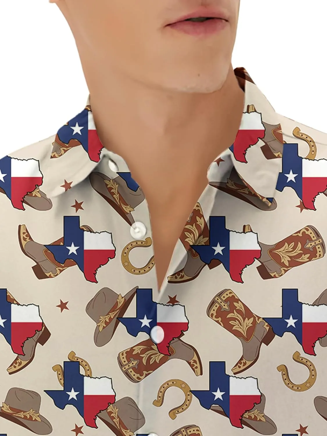 Western Hawaiian Shirt for Men Short Sleeve Cowboy Texas Funny Button Down Shirts