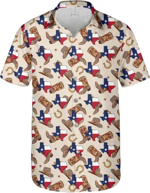 Western Hawaiian Shirt for Men Short Sleeve Cowboy Texas Funny Button Down Shirts