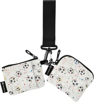 White Background with Lots Of Little Soccer Balls Women's Wallets Card Cases Slim Portable Zipper Purse Wallet with Wristlet Strap for Ladies 2 Packs