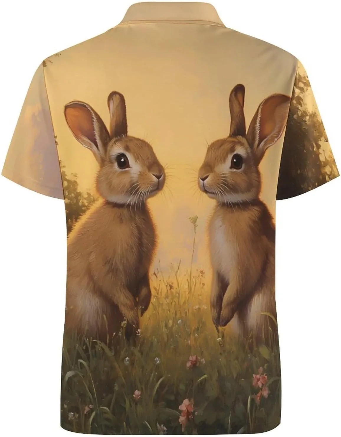 Wild Rabbits Hares Mens Polo Shirts Quick Dry Short Sleeve T-shirts Slim Tennis Collared Tees Tops