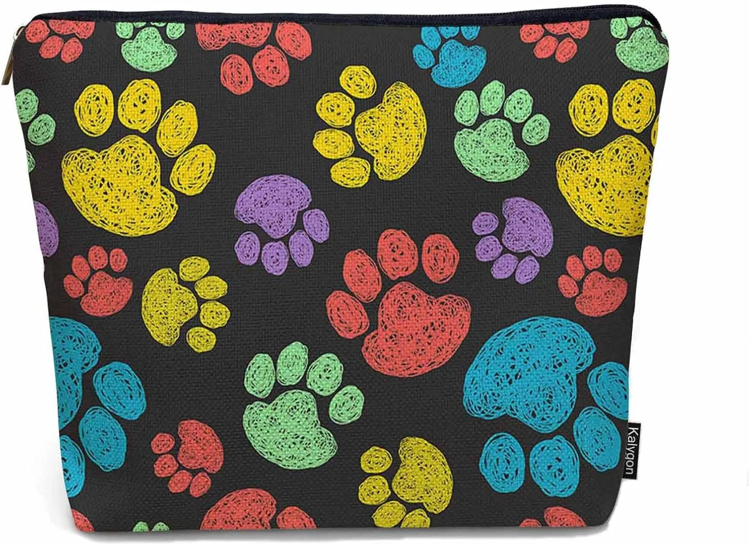 Woman Makeup Bag Dog Paw, Rainbow Doodle Paw Prints Cat Footprint Makeup Bags Travel Cosmetic Bags Toiletry Makeup Organizer Pencil Pouch Make Up Cosmetic Bag For Owners Lady Birthday Gifts
