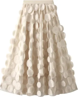 Women Fairy Tulle Midi Skirt High Waist Pleated Mesh Skirt Wedding Party Club Beach Long Tulle Tutu Skirts