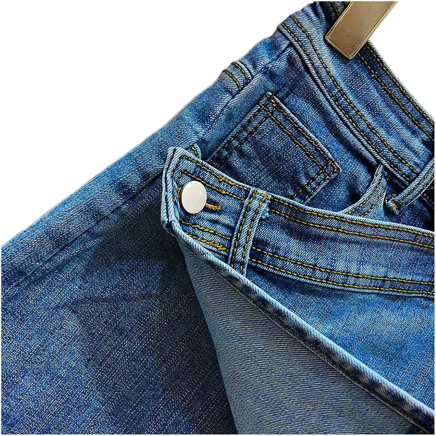 Women High Waisted Jeans Pencil Bodycon Short Cargo Denim Skirt Fashion Y2K Teen Girls Stretch Button A-Line Mini Skirt