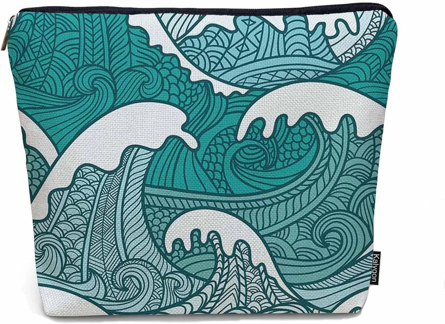 Women Makeup Organizer Bag Ocean Waves, Japanese Great Wave Ocean Sea Waves Flax Cosmetic Bag Makeup Bags Toiletry Bag Accessories Organizer Travel Bags For Home Bathroom Office Hotel Gym