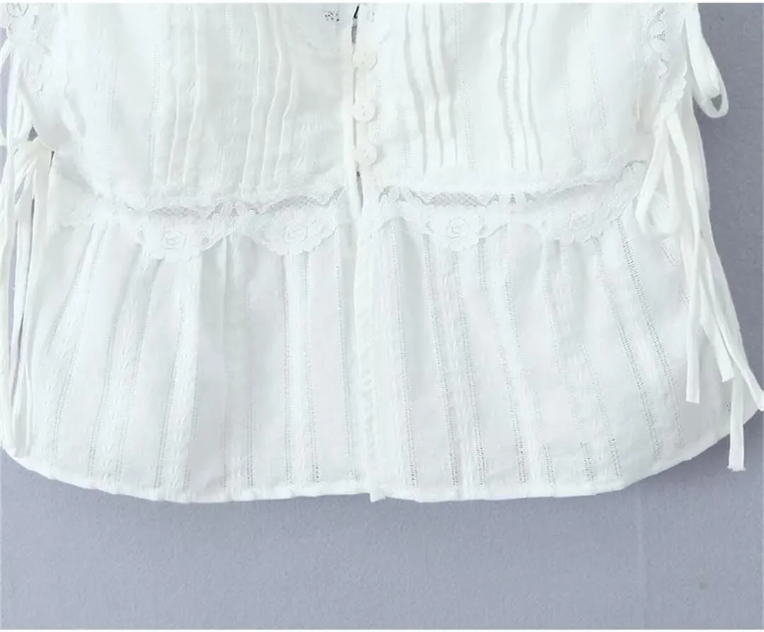 Women Spliced Lace Camisole Holiday Top Chic Cotton Tank Tops