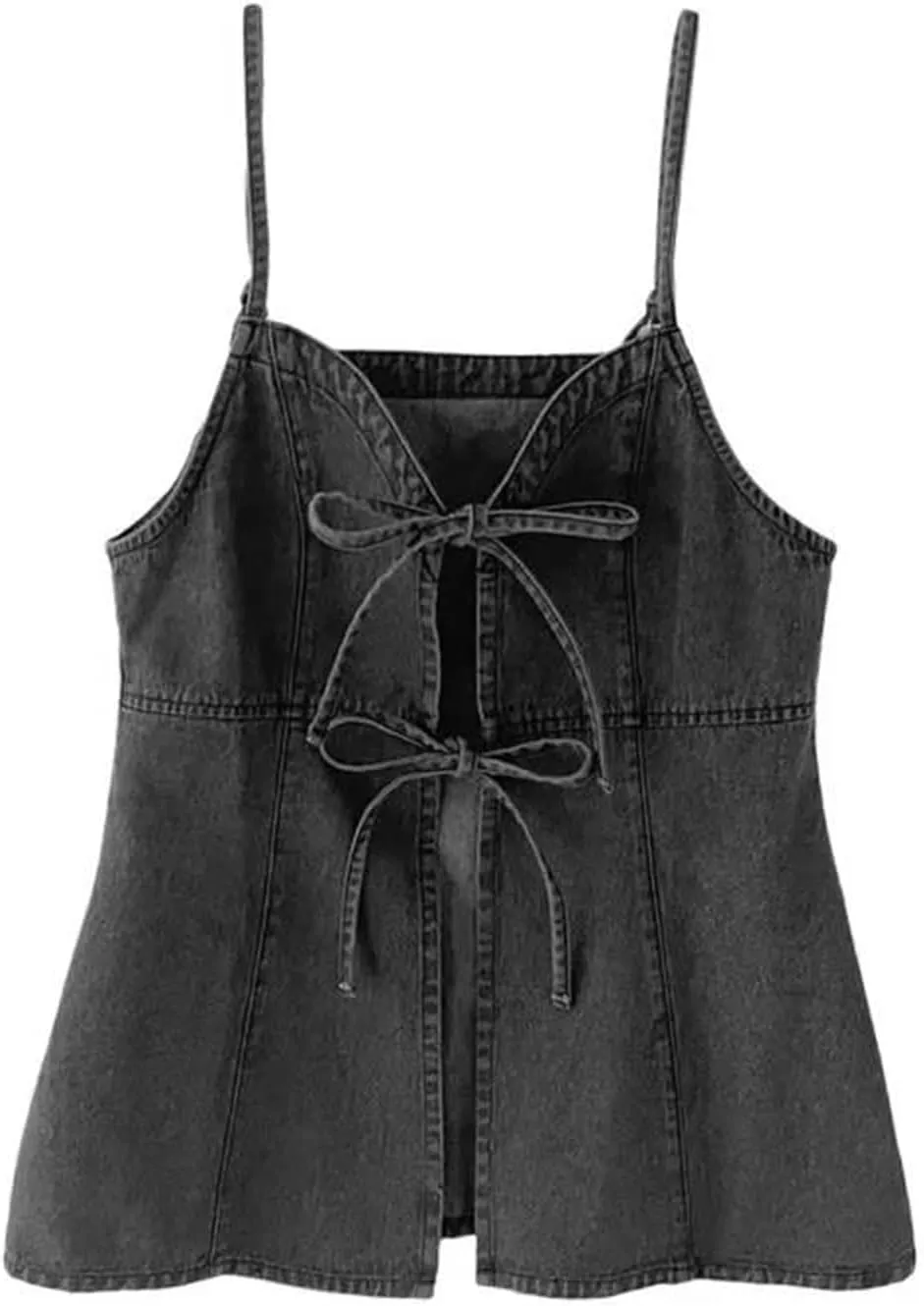 Women's Camisole Sleeveless Lace-Up Denim Slim Vest, Sexy Off-Shoulder Vest