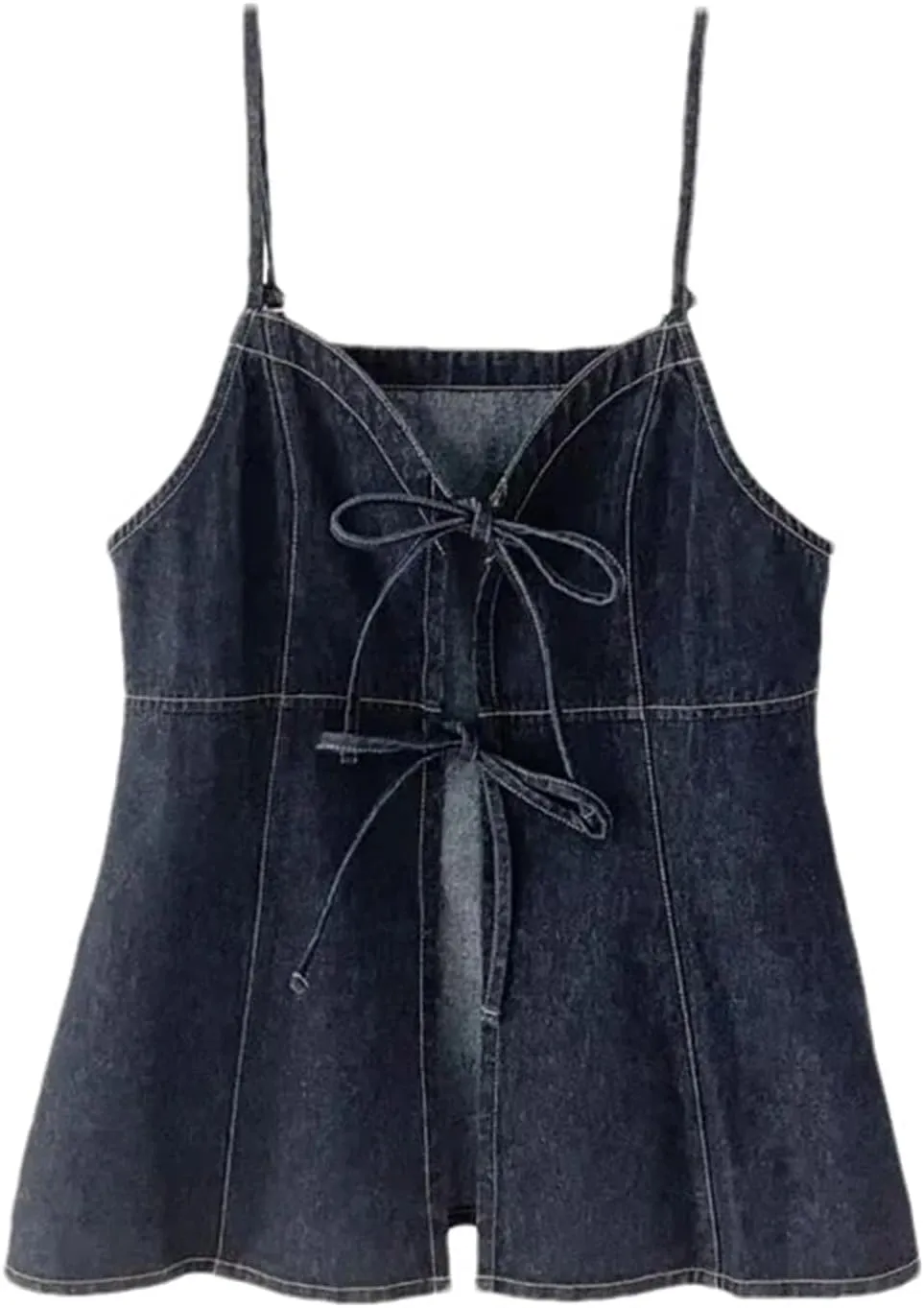 Women's Camisole Sleeveless Lace-Up Denim Slim Vest, Sexy Off-Shoulder Vest