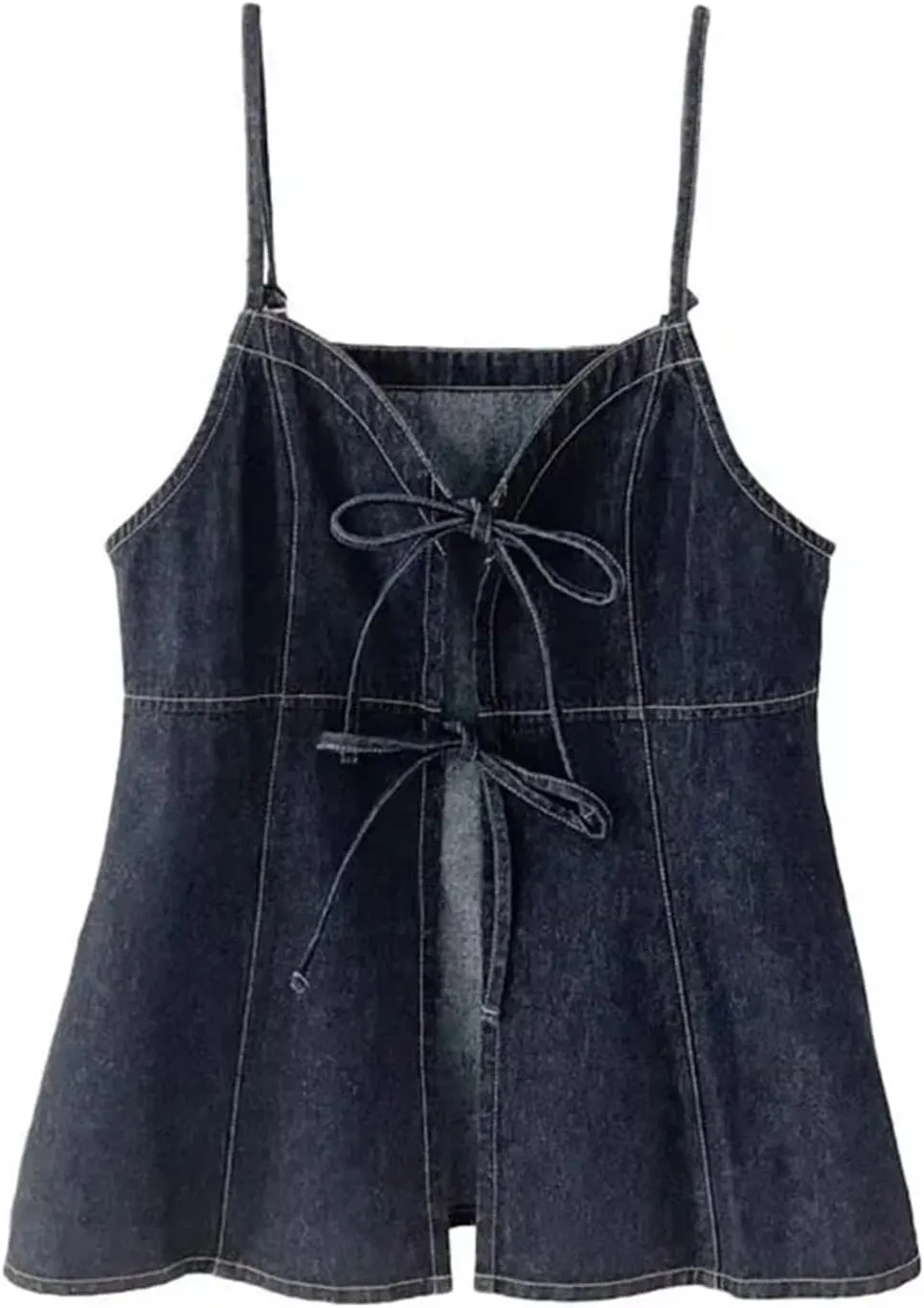 Women's Camisole Sleeveless Lace-Up Denim Slim Vest, Sexy Off-Shoulder Vest