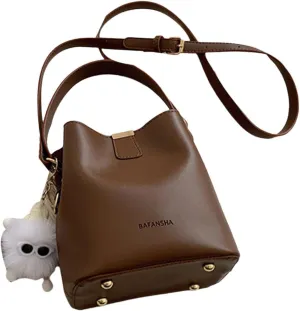 Women's Leather Bucket Bag Hobo Bag Satchel Lightweight Shopping Bag Shoulder Purse Crossbody Bag for Commuting Work Vacation