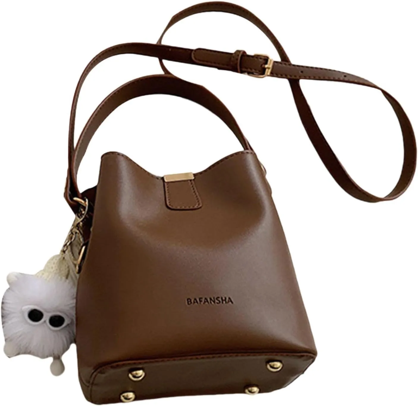 Women's Leather Bucket Bag Shoulder Purse Stylish Large Capacity Top Handle Handbag Hobo Bag for Vacation Commuting Work