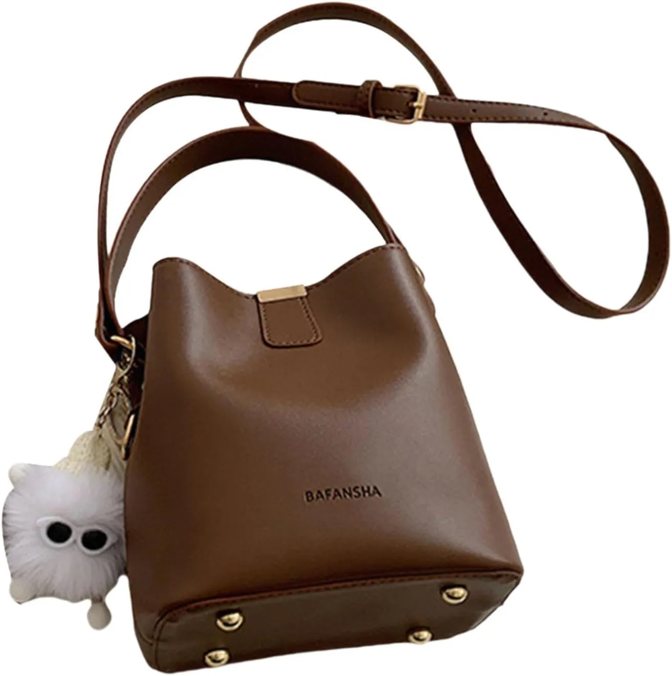 Women's Leather Bucket Bag Top Handle Handbag Shopping Bag Satchel Fashion Shoulder Purse Crossbody Bag for Vacation Work Brown