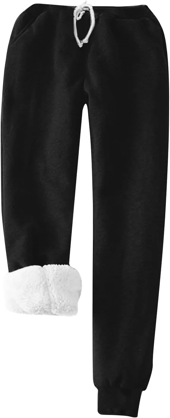 Women's Sherpa Lined Pullover Fleece Crewneck Sweatshirts Cute Winter Warm Fuzzy Sweaters Casual Loungewear
