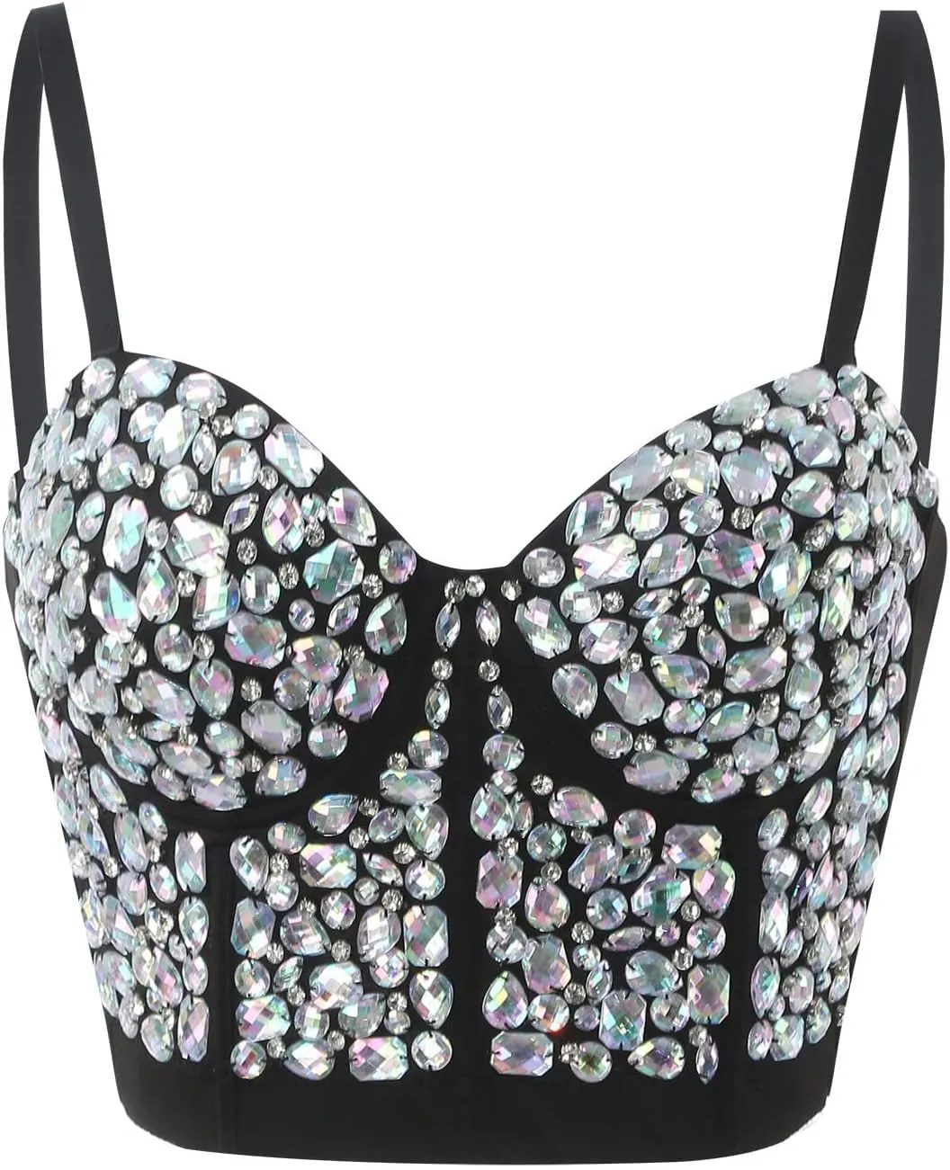 Womens Sleeveless Camisole Summer Bustier Crop Tops Rhinestone Design Casual Club Party Glitter Corset Top