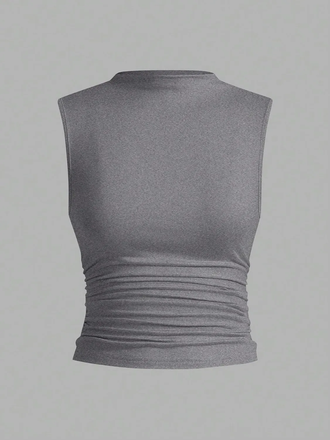 Womens Sleeveless Camisole Tank Tops Blouse Solid Color Crew Neck Ruffle Trim Sleeveless Tank Tops