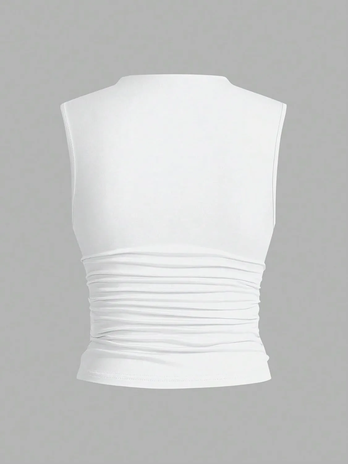 Womens Sleeveless Camisole Tank Tops Blouse Solid Color Crew Neck Ruffle Trim Sleeveless Tank Tops