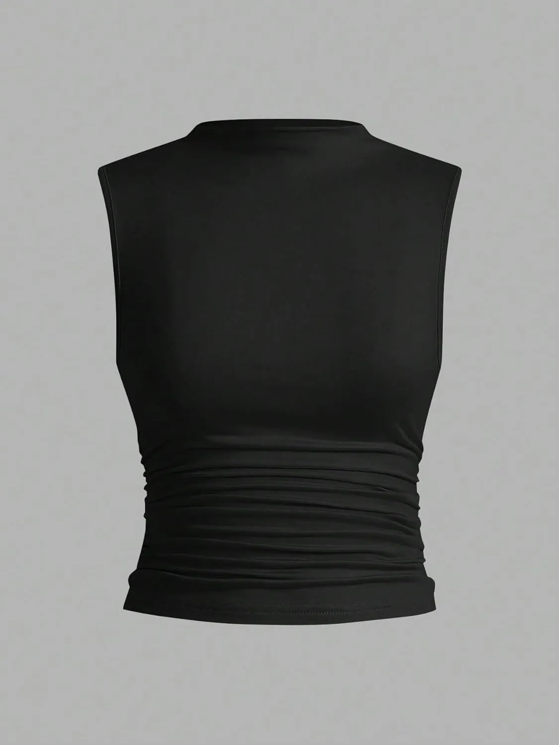 Womens Sleeveless Camisole Tank Tops Blouse Solid Color Crew Neck Ruffle Trim Sleeveless Tank Tops