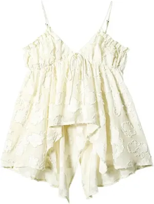 Womens Solid Color V-Neck Camisole Summer Sleevless Lace-Up Irregular Short Slim Suspender Tops