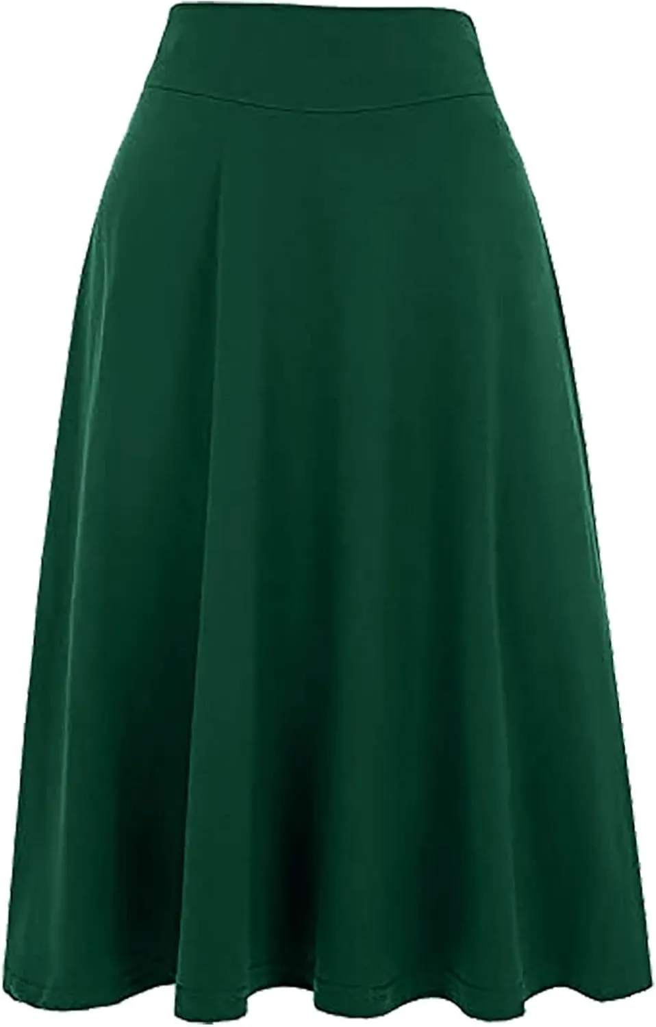 Women's Stretchy High Waist Flare A-Line Midi Skirt Solid Knee Length Elegant Skirts Casual Summer Loose Flowy Skirt