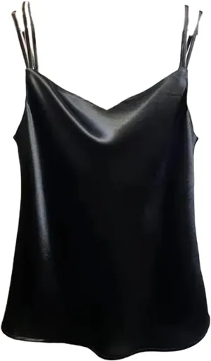 Women's Tank Tops Silk Satin Sleeveless Top Casual V Neck Camisole