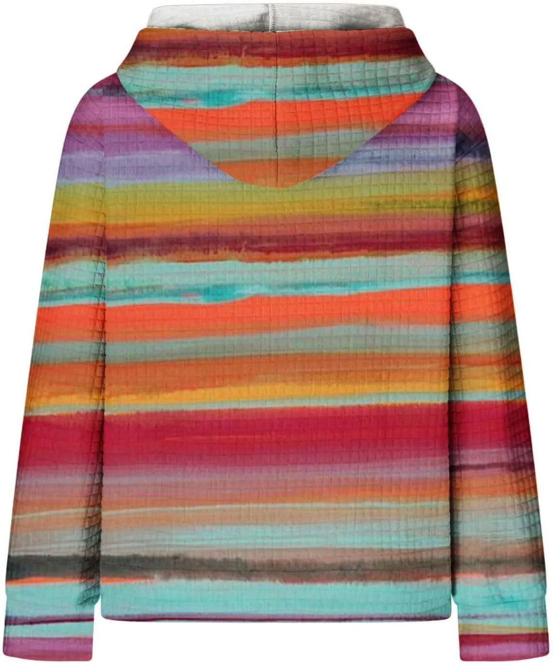 Womens Waffle Knit Hoodie Oversized Fashion Multicolored Sweatshirt Casual Drawstring Pullover Tops with Pockets