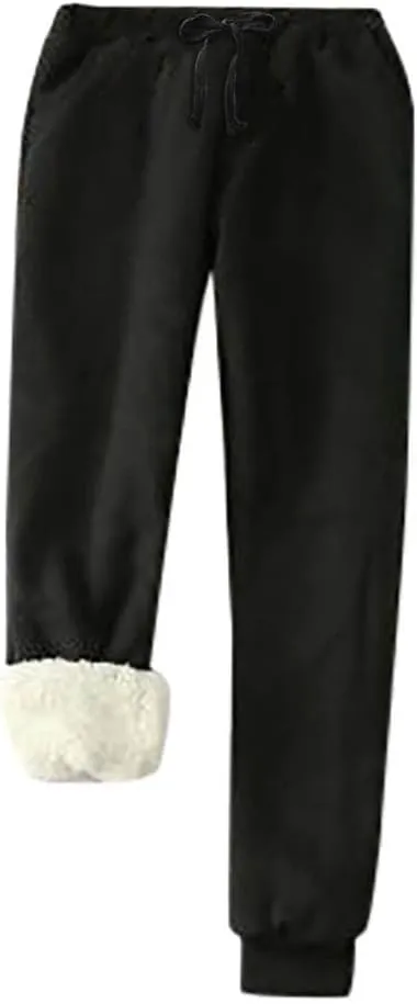 Women's Winter Solid Color Pants Fleece Large Size Pants Casual Harun Leggings Loose Fit Men