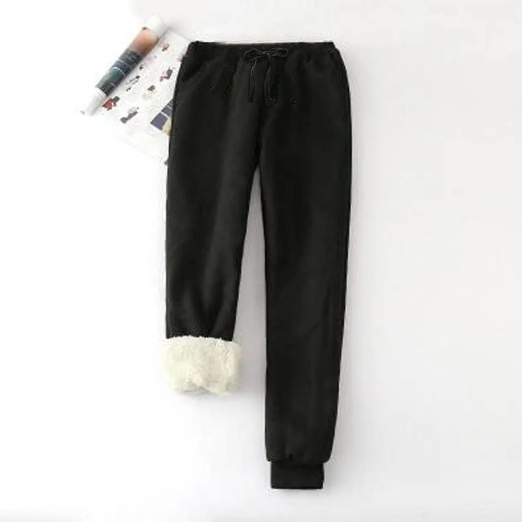 Women's Winter Solid Color Pants Fleece Large Size Pants Casual Harun Leggings Loose Fit Men
