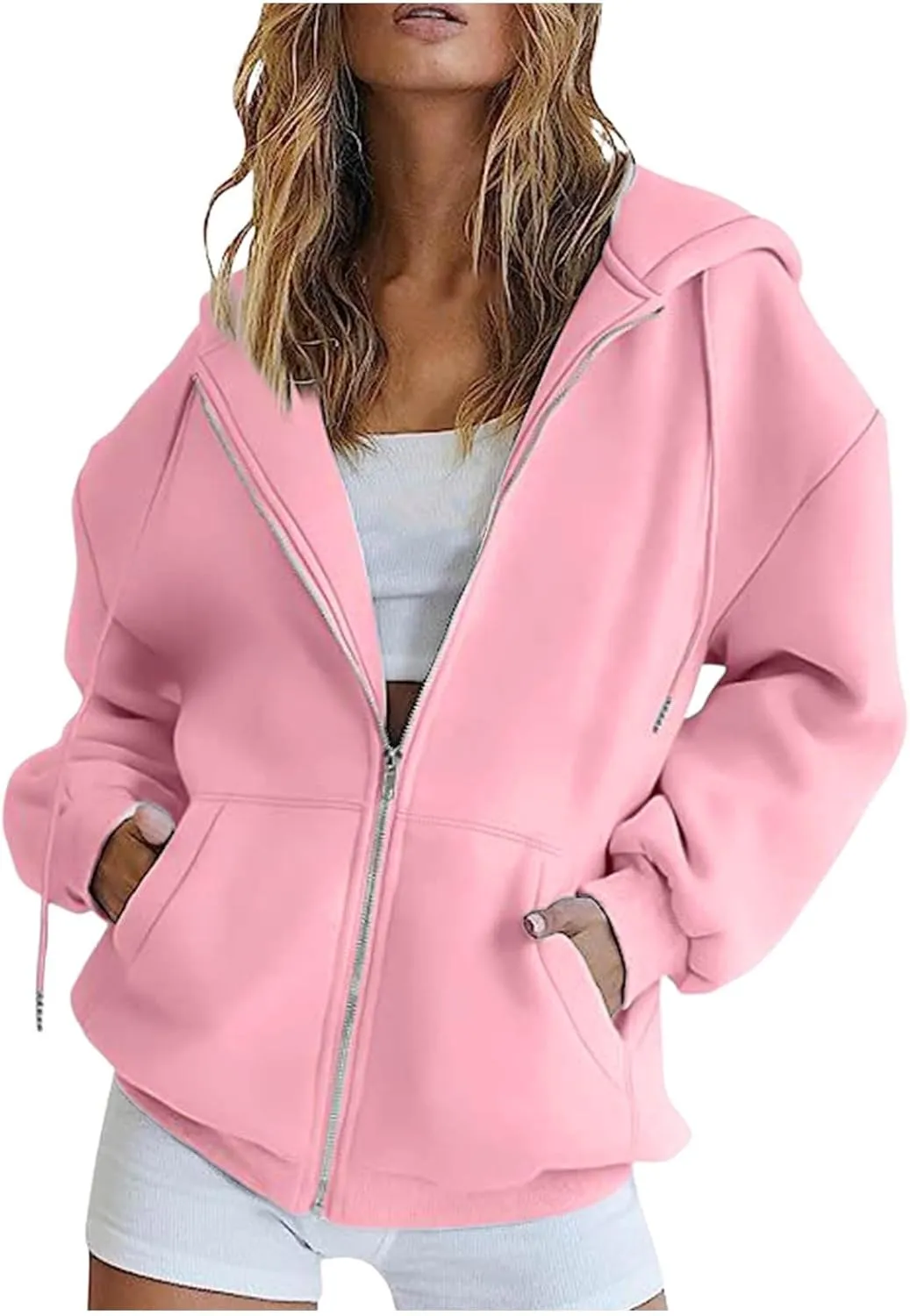 Womens Zip Up Hoodies 2025 Fall Winter Fashion Long Sleeve Hooded Sweatshirts Long Sleeve Casual Lightweight Y2k Jacket