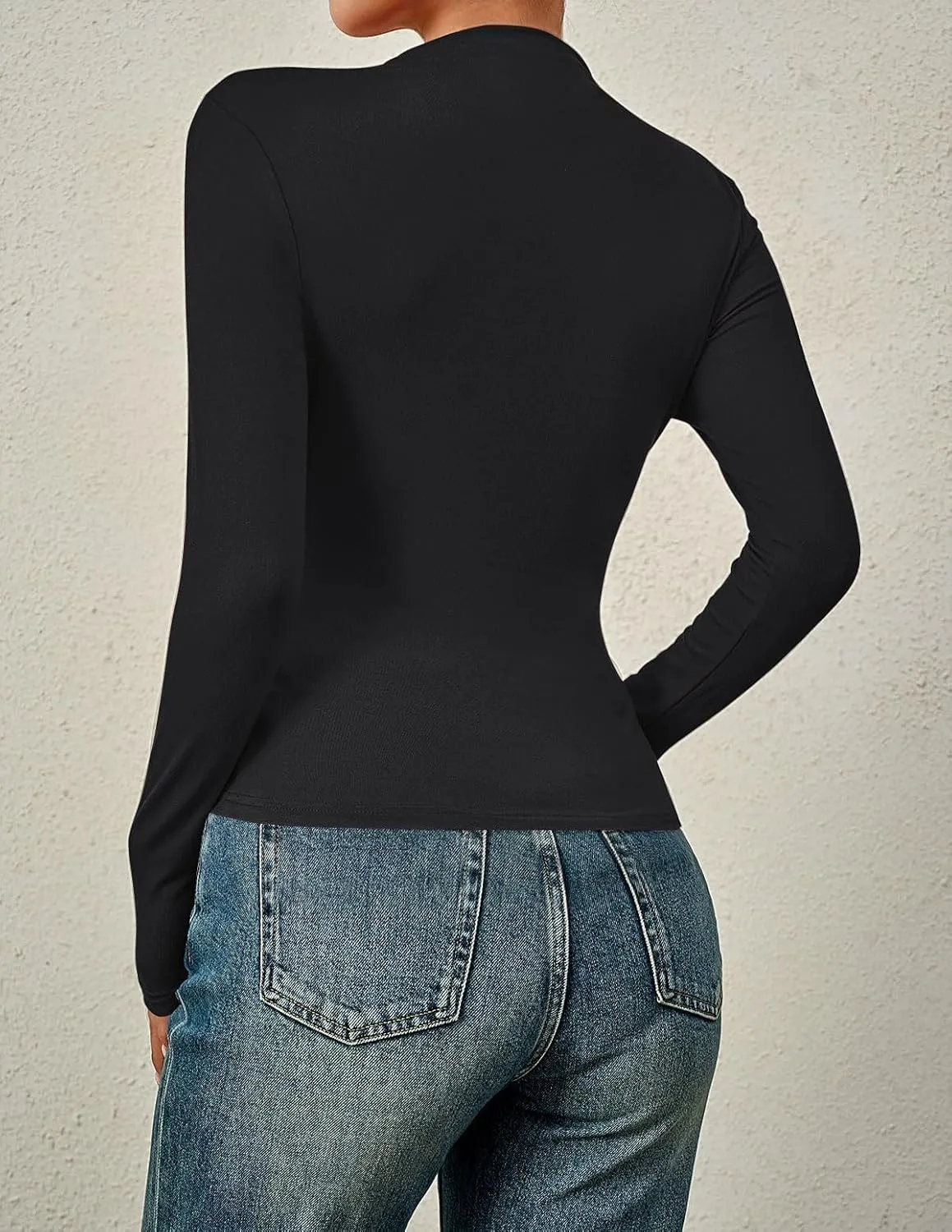 ZESICA Women's Long Sleeve Tops Mock Neck Ruched Tight Shirts Spring Trendy Outfits