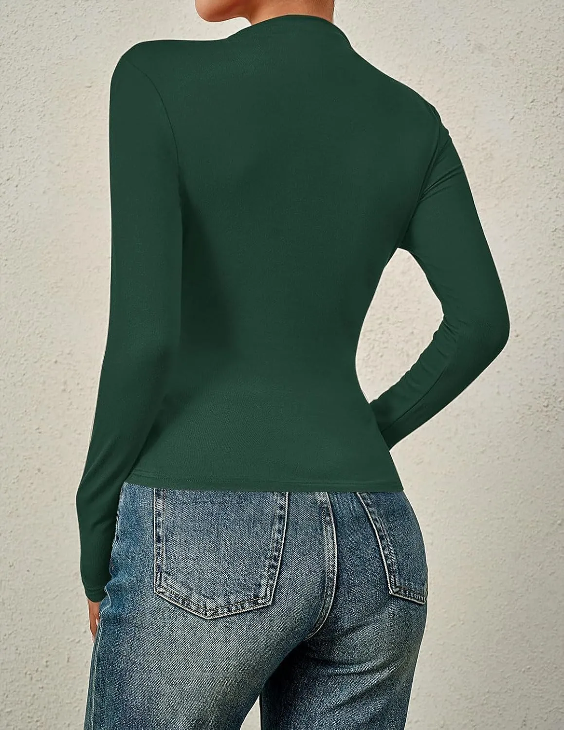 ZESICA Women's Long Sleeve Tops Mock Neck Ruched Tight Shirts Spring Trendy Outfits