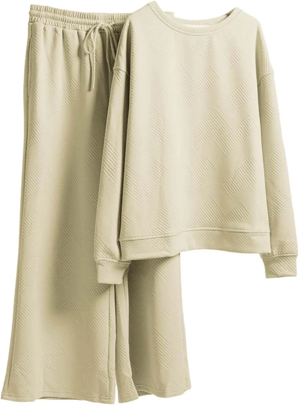ZYXTIM 2 Piece Sets for Women Ribbed Trendy Outfits Oversized Long Sleeve Pullover Tops Casual Pant Sets Sweatsuit Loungewear