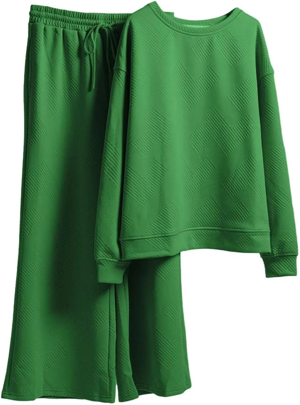 ZYXTIM 2 Piece Sets for Women Ribbed Trendy Outfits Oversized Long Sleeve Pullover Tops Casual Pant Sets Sweatsuit Loungewear